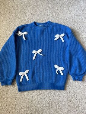 Girls Old Navy Sweater Blue With Bows Size  XL